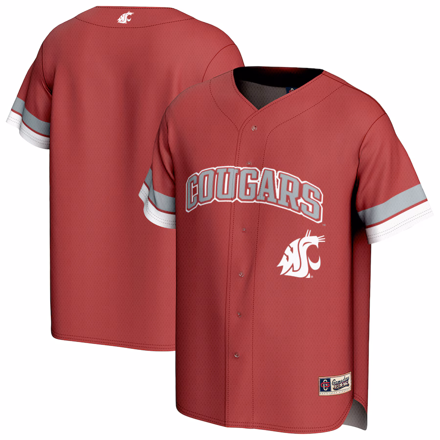 Men's GameDay Greats Crimson Washington State Cougars Spirit Baseball Jersey - Jersey