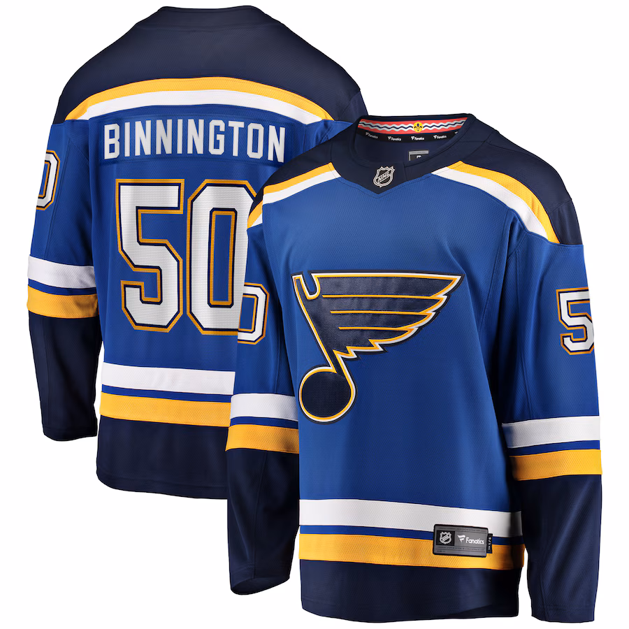 Men's St. Louis Blues Jordan Binnington Fanatics Blue Breakaway Home Jersey - Jersey