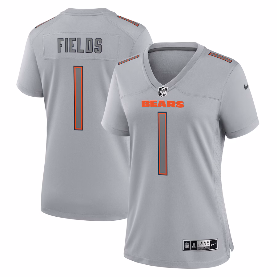 Women's Chicago Bears Justin Fields Nike Gray Atmosphere Fashion Game Jersey - Jersey