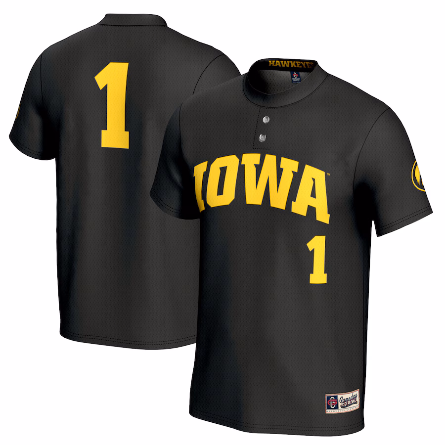 #1 Iowa Hawkeyes GameDay Greats Unisex Softball Lightweight Fashion Jersey - Black - Jersey