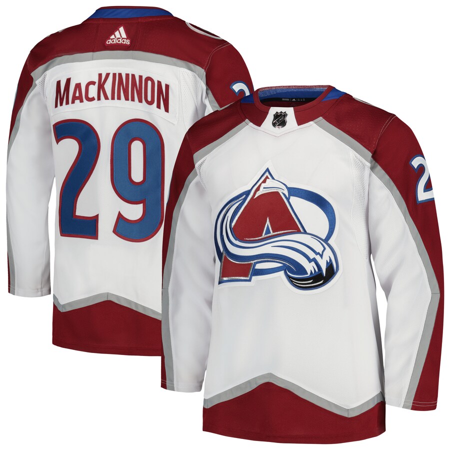 Men's Colorado Avalanche Nathan MacKinnon adidas White Away Primegreen Authentic Pro Player Jersey - Jersey