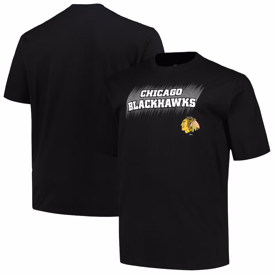 Men's Chicago Blackhawks Fanatics Black Big & Tall Wordmark T-Shirt - Jersey