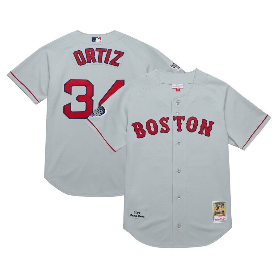Men's Boston Red Sox David Ortiz Mitchell & Ness Gray 2004 Cooperstown Collection Authentic Throwback Jersey - Jersey