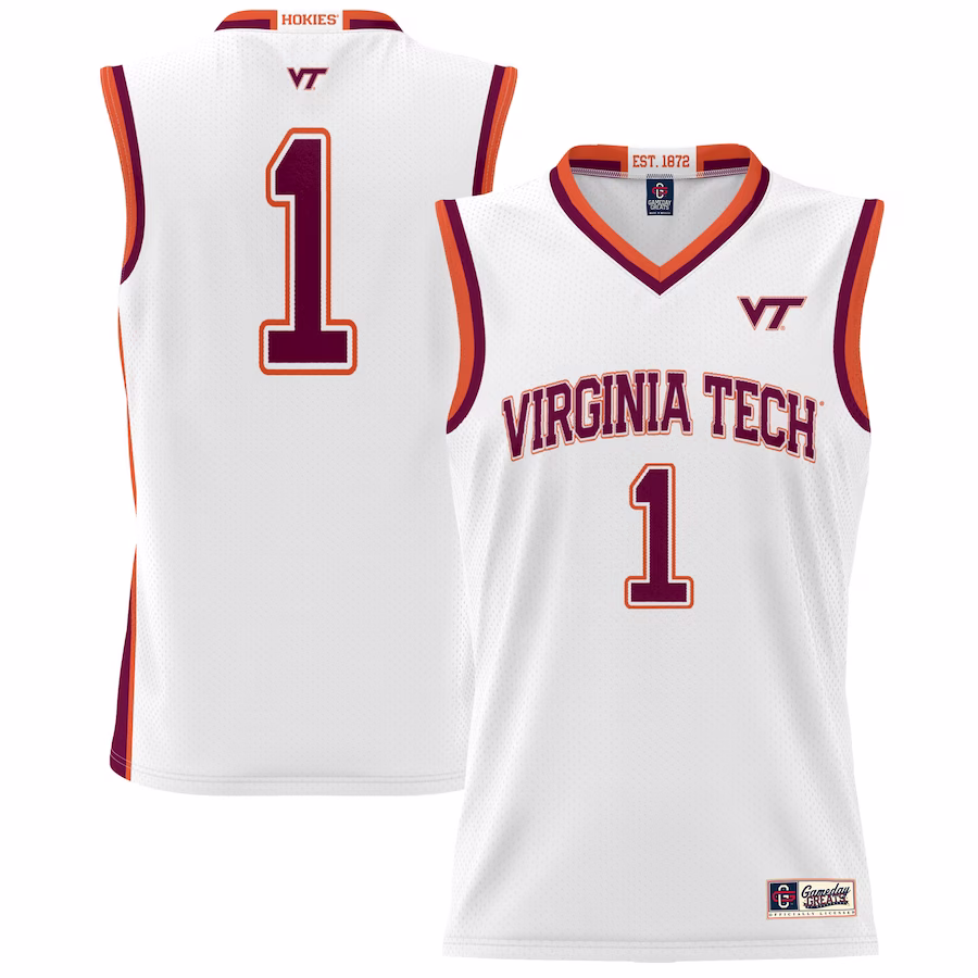 #1 Virginia Tech Hokies GameDay Greats Unisex Lightweight Basketball Jersey - White - Jersey