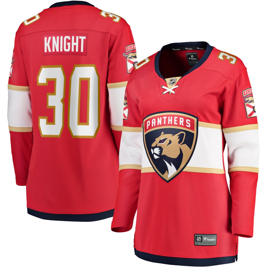 Women's Florida Panthers Spencer Knight Fanatics Branded Red 2017/18 Home Breakaway Jersey - Jersey