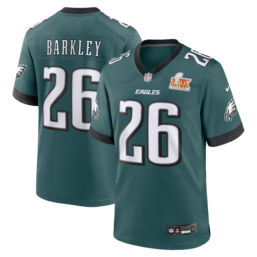 Men's Philadelphia Eagles Saquon Barkley Nike Midnight Green Super Bowl LIX Game Player Jersey - Jersey