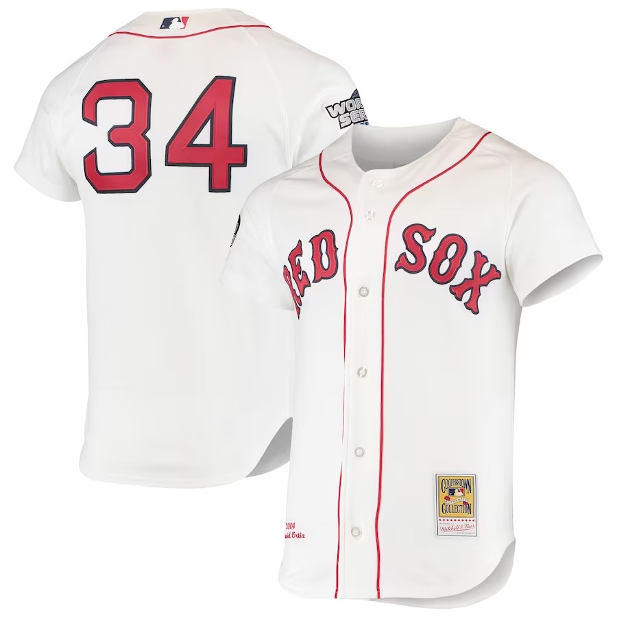 Men's Boston Red Sox David Ortiz Mitchell & Ness White 2004 Cooperstown Collection Home Authentic Jersey - Jersey
