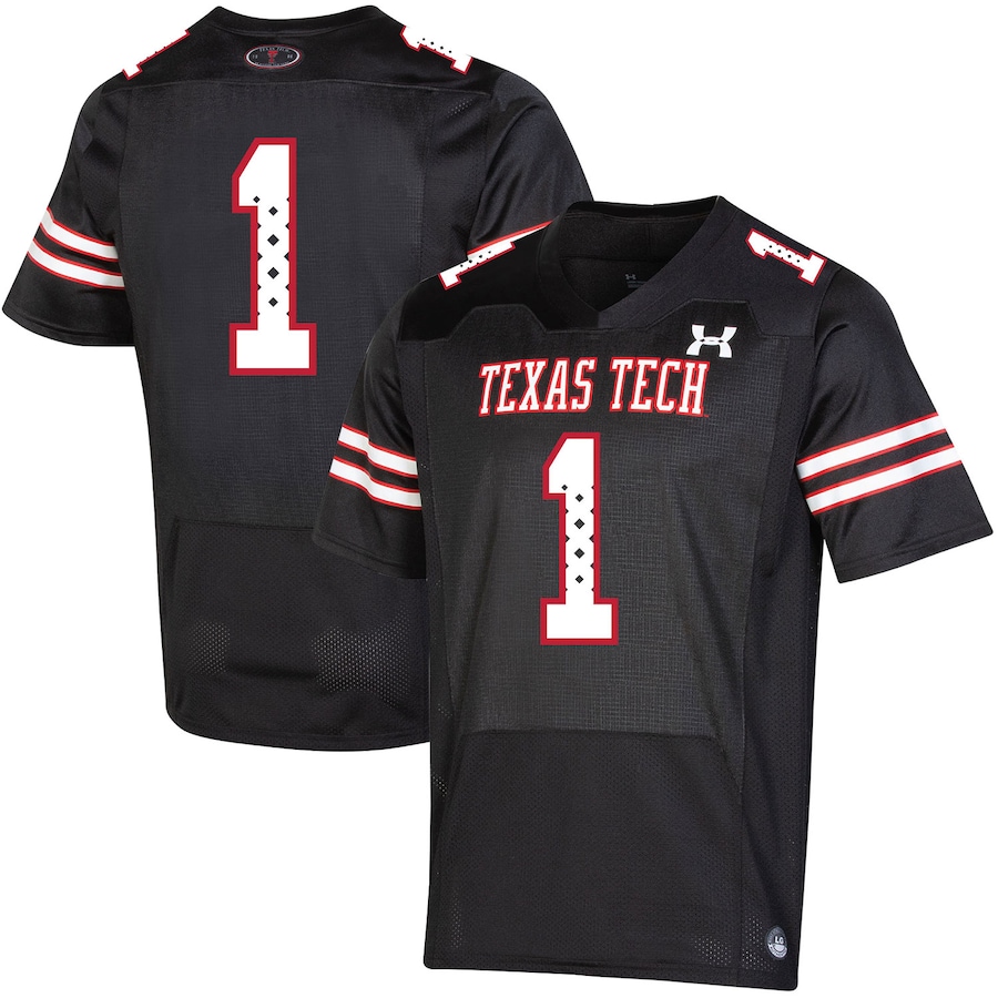 Men's Under Armour #1 Black Texas Tech Red Raiders Throwback Special Game Jersey - Jersey
