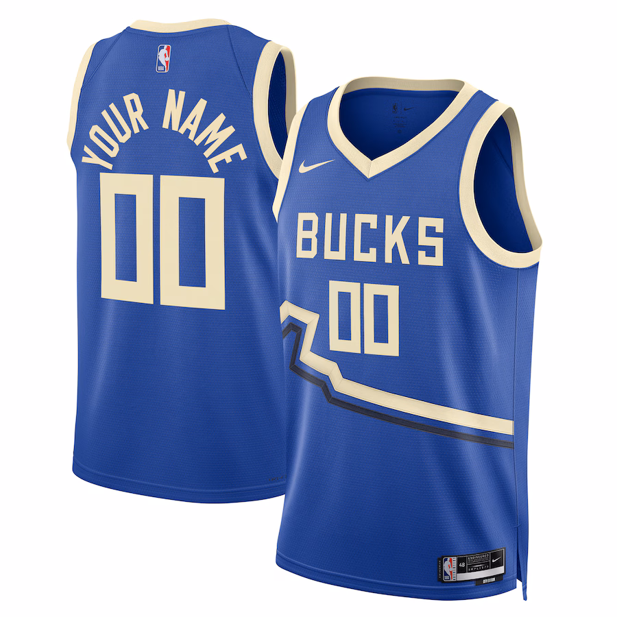 Unisex Milwaukee Bucks Nike Royal 2024/25 Custom Swingman Jersey - City Edition - Jersey
