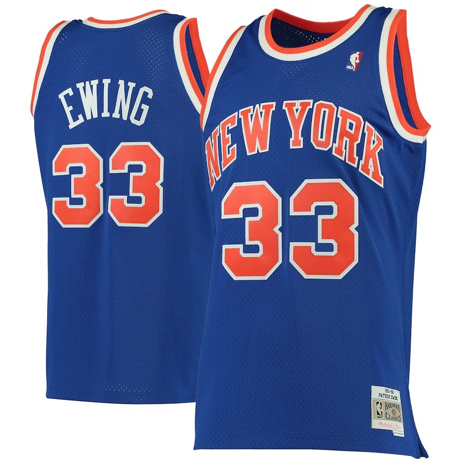 Men's New York Knicks Patrick Ewing Mitchell & Ness Blue 1991/92 Hardwood Classics Swingman Jersey - Jersey