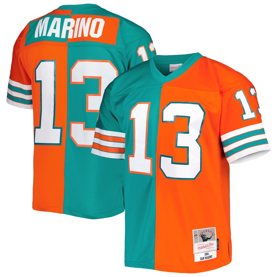 Men's Miami Dolphins Dan Marino Mitchell & Ness Aqua/Orange 1984 Split Legacy Replica Jersey - Jersey
