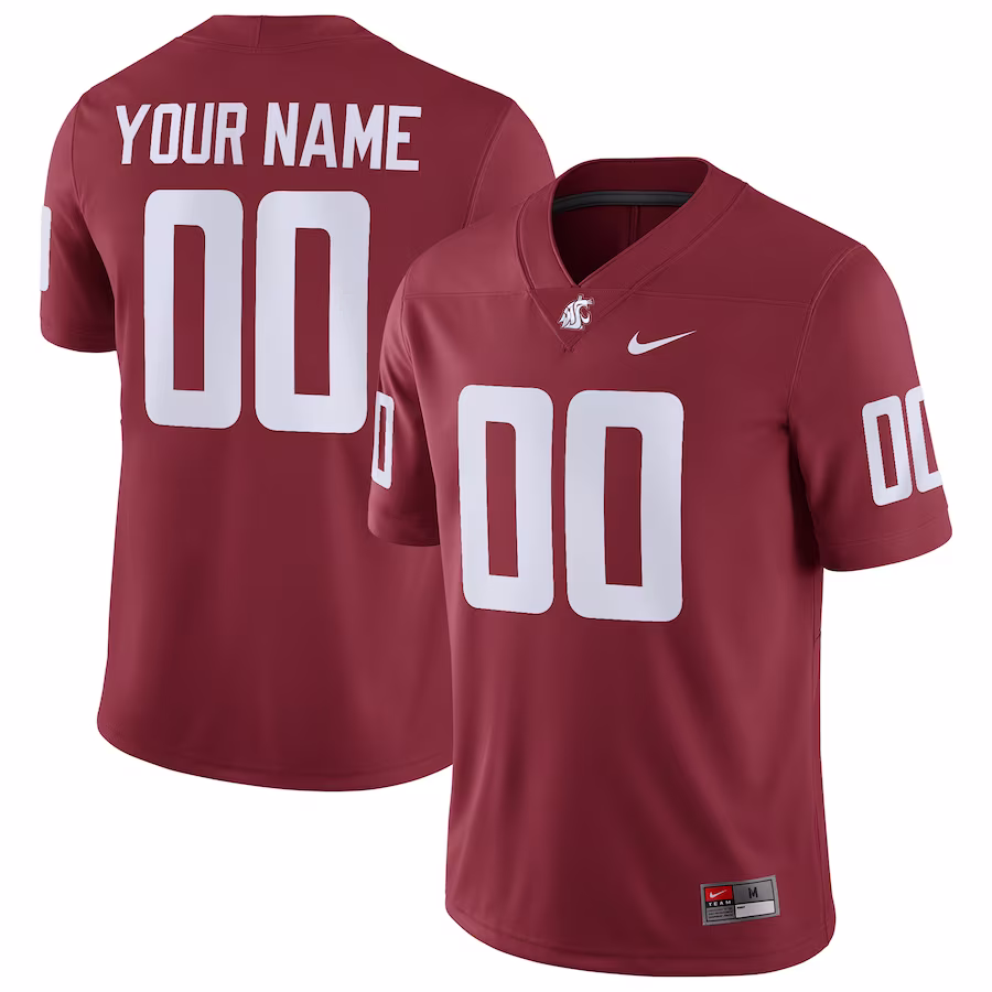 Washington State Cougars Nike Football Custom Game Jersey - Crimson - Jersey