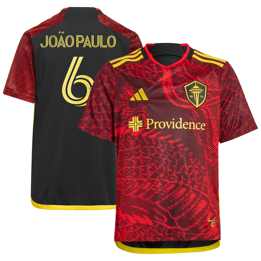 Youth Seattle Sounders FC Joao Paulo adidas Red 2024 The Bruce Lee Kit Replica Player Jersey - Jersey