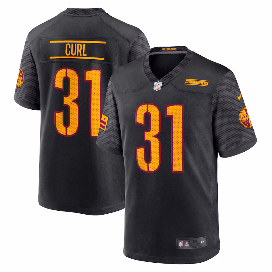 Men's Washington Commanders Kamren Curl Nike Black Alternate Game Player Jersey - Jersey