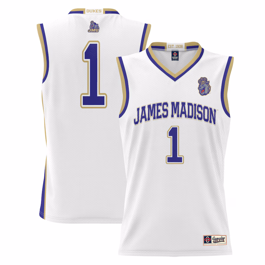 #1 James Madison Dukes GameDay Greats Youth Lightweight Basketball Jersey - White - Jersey