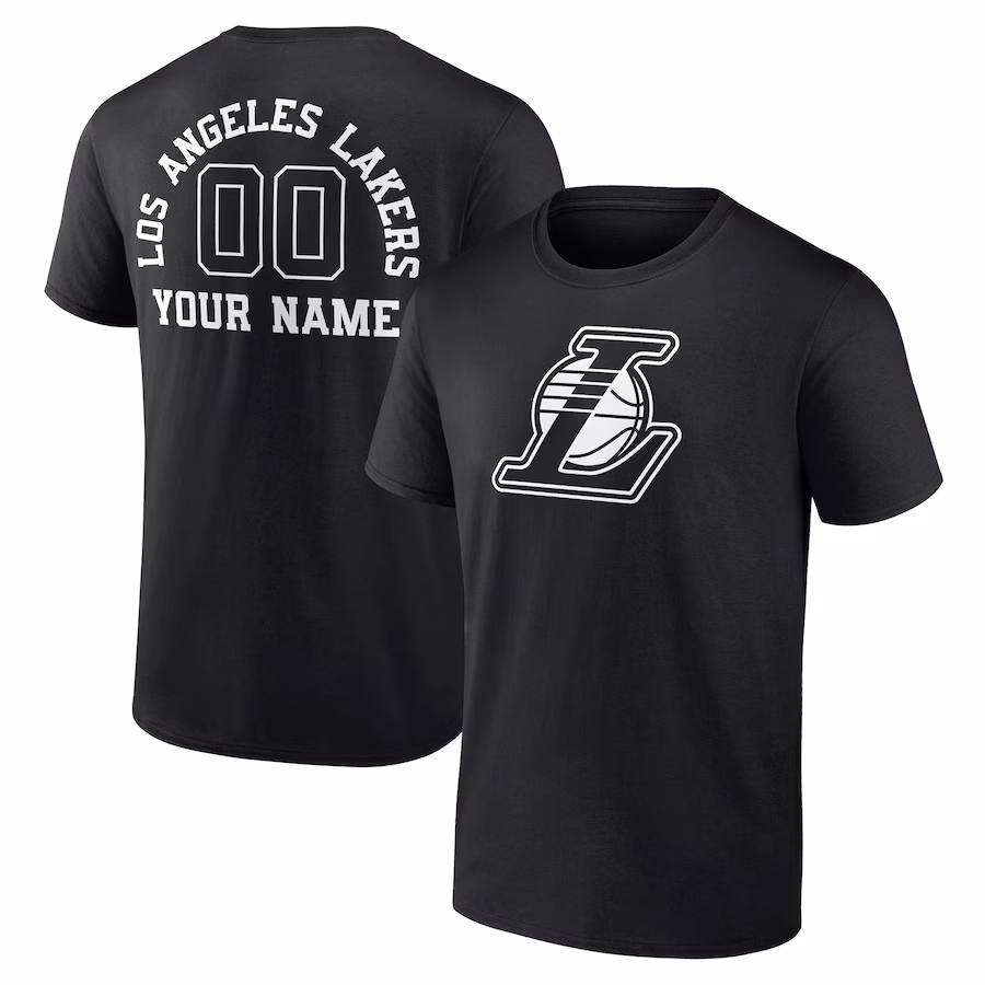 Men's Los Angeles Lakers Black Personalized Name & Number Monochrome T-Shirt - Jersey
