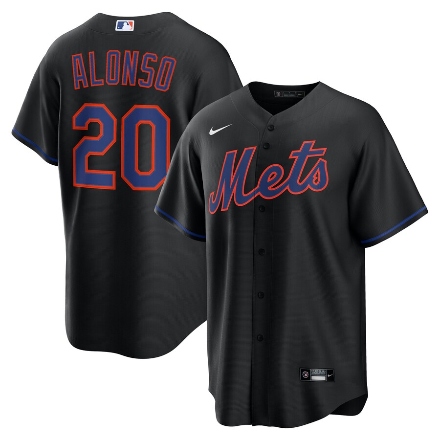 Men's New York Mets Pete Alonso Nike Black Alternate Replica Jersey - Jersey