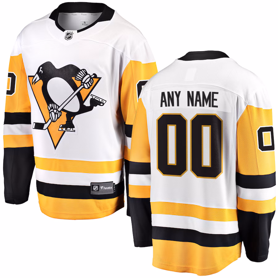Men's Pittsburgh Penguins Fanatics White Away Breakaway Custom Jersey - Jersey