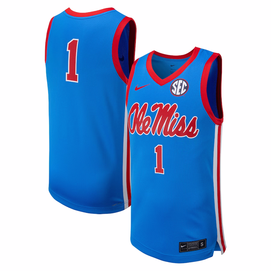 #1 Ole Miss Rebels Nike Replica Basketball Jersey - Powder Blue - Jersey