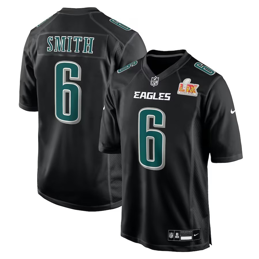 Men's Philadelphia Eagles DeVonta Smith Nike Carbon Black Super Bowl LIX Fashion Game Player Jersey - Jersey