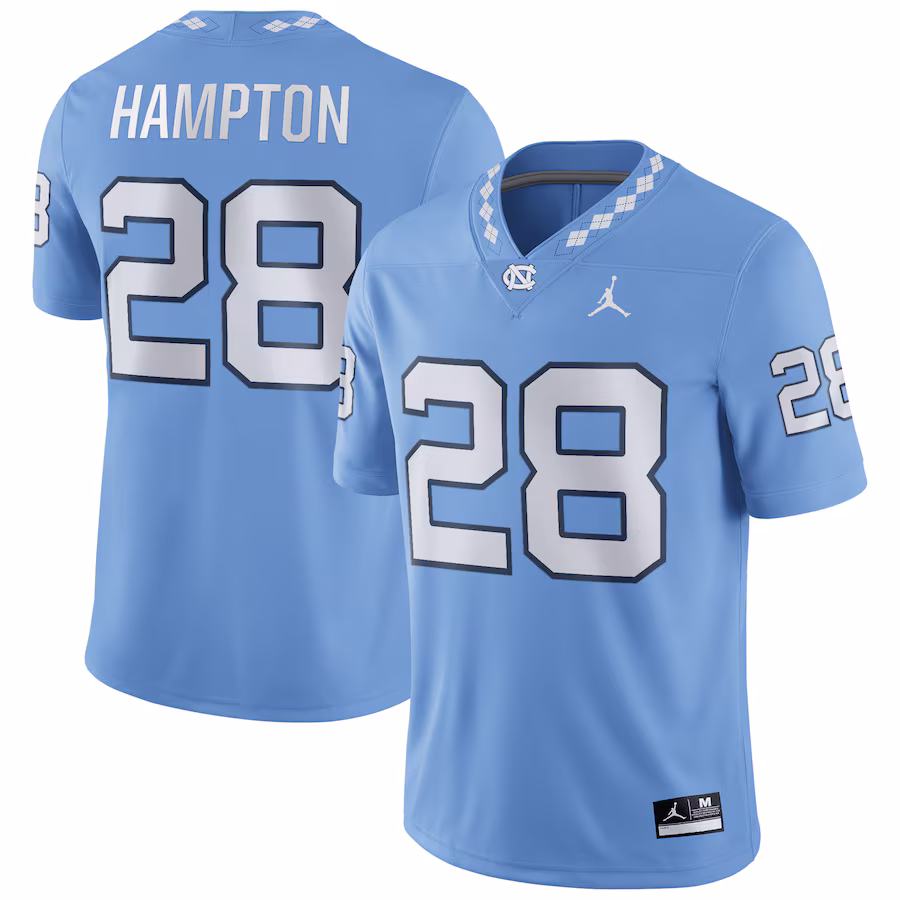 Omarion Hampton North Carolina Tar Heels Jordan Brand NIL Football Player Jersey - Carolina Blue - Jersey