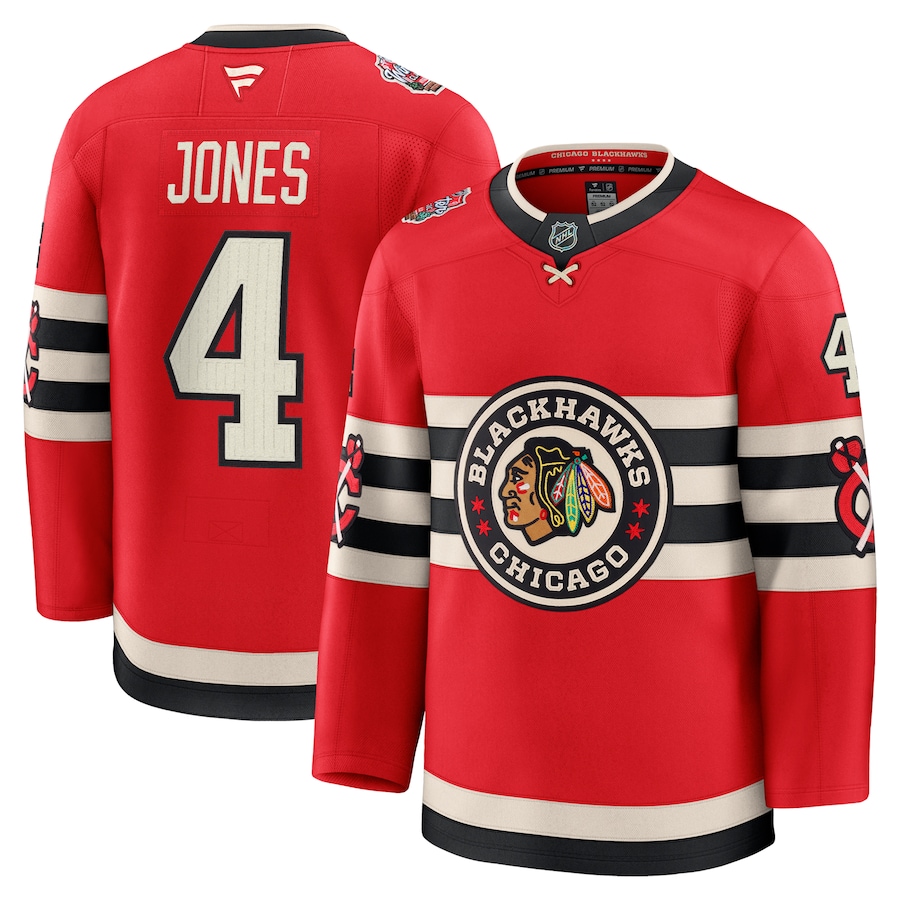 Men's Chicago Blackhawks Seth Jones Fanatics Red 2025 NHL Winter Classic Premium Player Jersey - Jersey