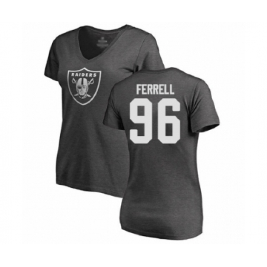 Football Women's Oakland Raiders #96 Clelin Ferrell Ash One Color T-Shirt - Jersey