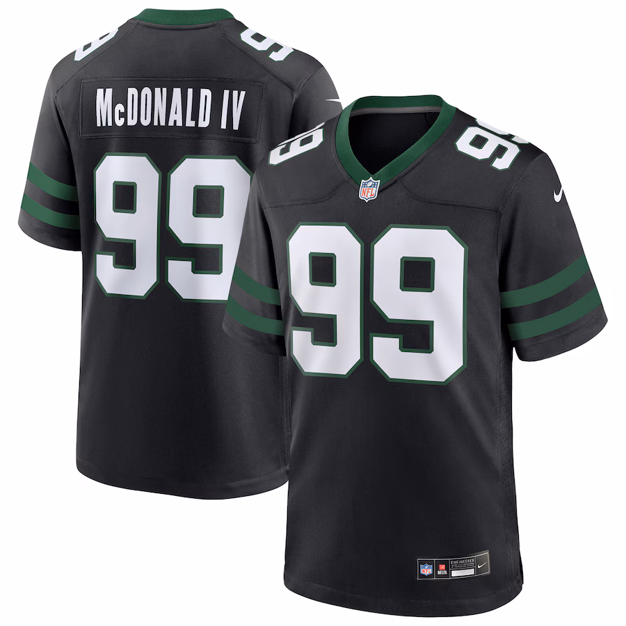 Men's New York Jets Will McDonald IV Nike Legacy Black Alternate Game Jersey - Jersey