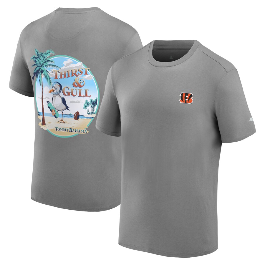 Men's Cincinnati Bengals Tommy Bahama Gray Thirst & Gull T-Shirt - Jersey