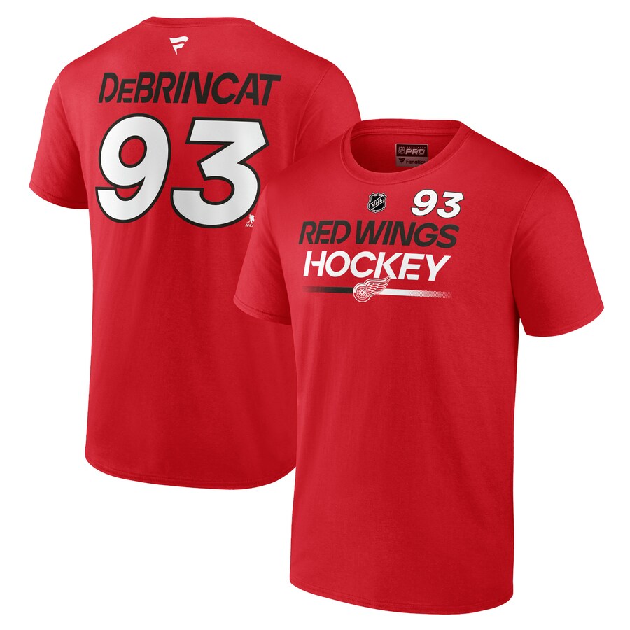 Men's Detroit Red Wings Alex DeBrincat Fanatics Red Authentic Pro Prime Name & Number T-Shirt - Jersey