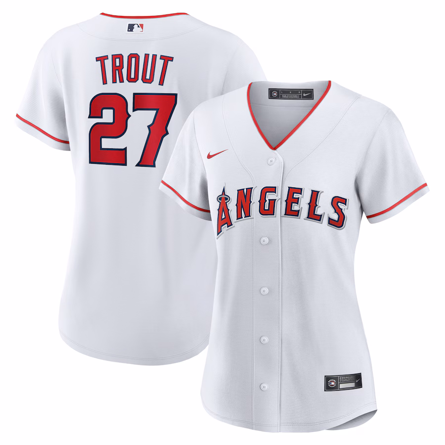 Women's Los Angeles Angels Mike Trout Nike White Home Replica Player Jersey - Jersey