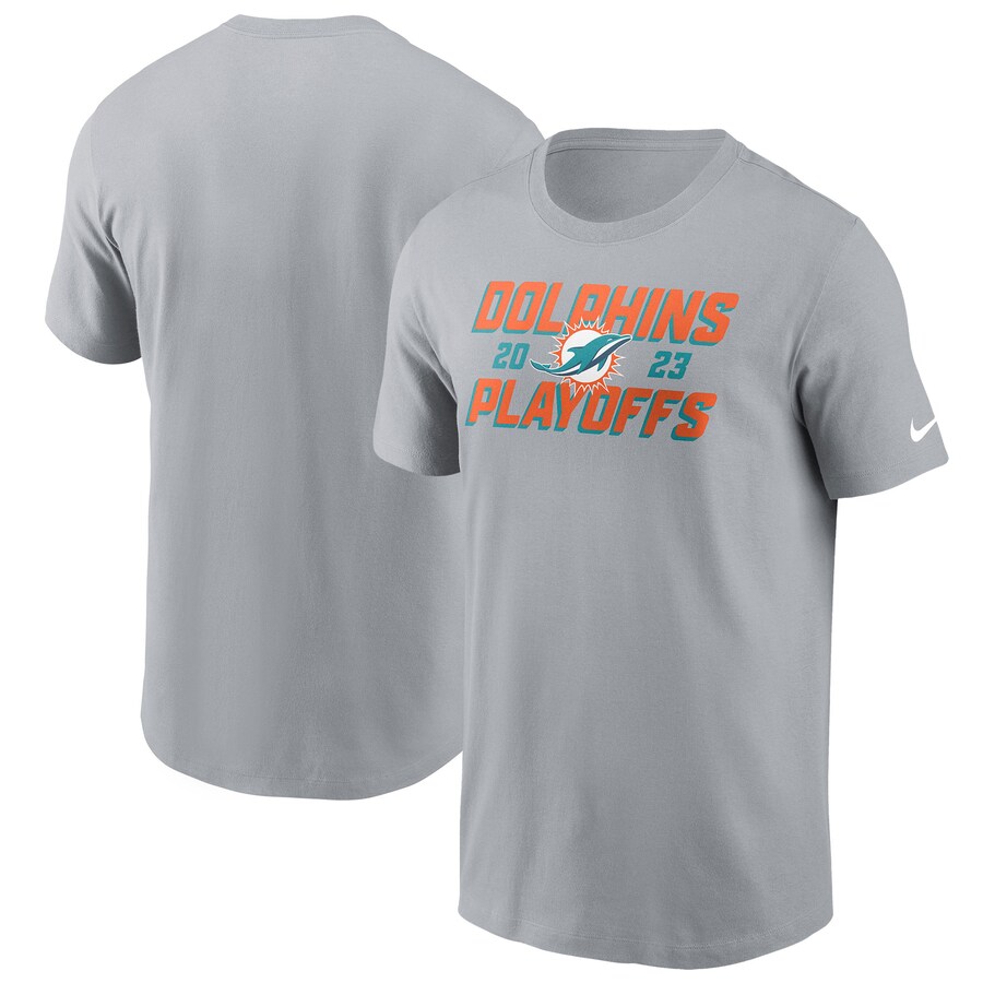 Men's Miami Dolphins Nike Gray 2023 NFL Playoffs Iconic T-Shirt - Jersey