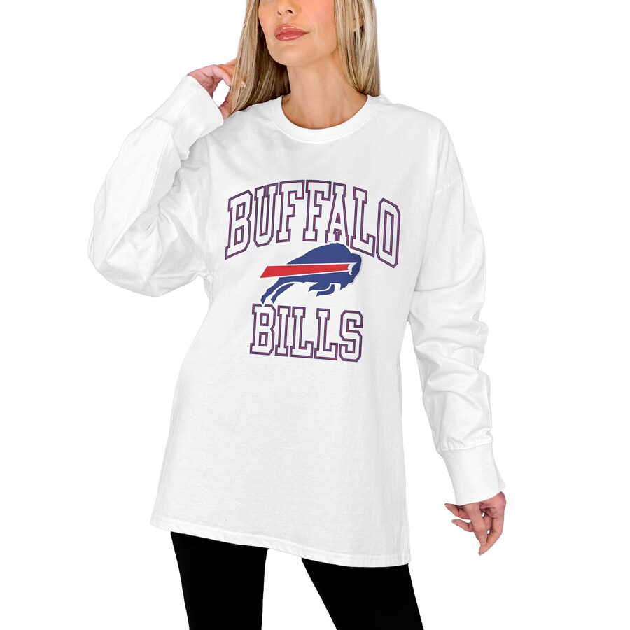 Women's Buffalo Bills Gameday Couture White Mind Games Oversized Long Sleeve T-Shirt - Jersey