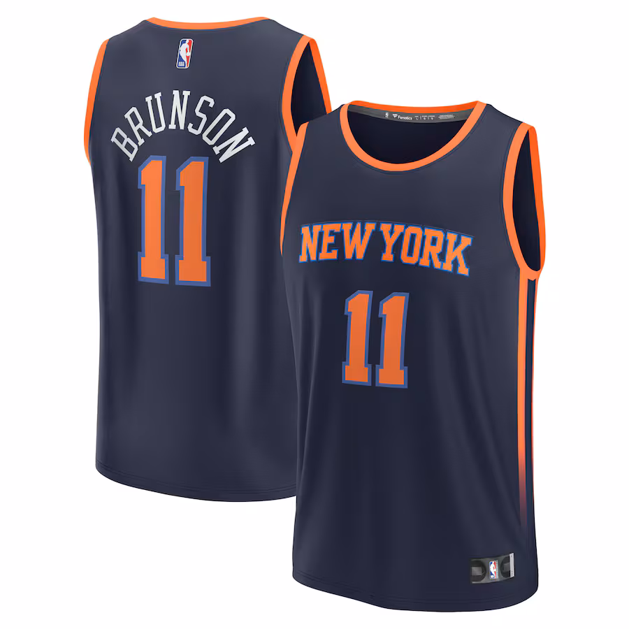 Youth New York Knicks Jalen Brunson Fanatics Navy Fast Break Replica Player Jersey - Statement Edition - Jersey