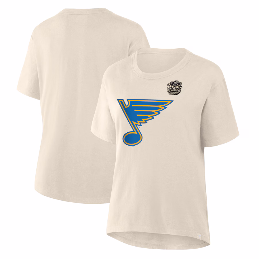 Women's St. Louis Blues Fanatics Cream 2025 Winter Classic Primary Logo T-Shirt - Jersey