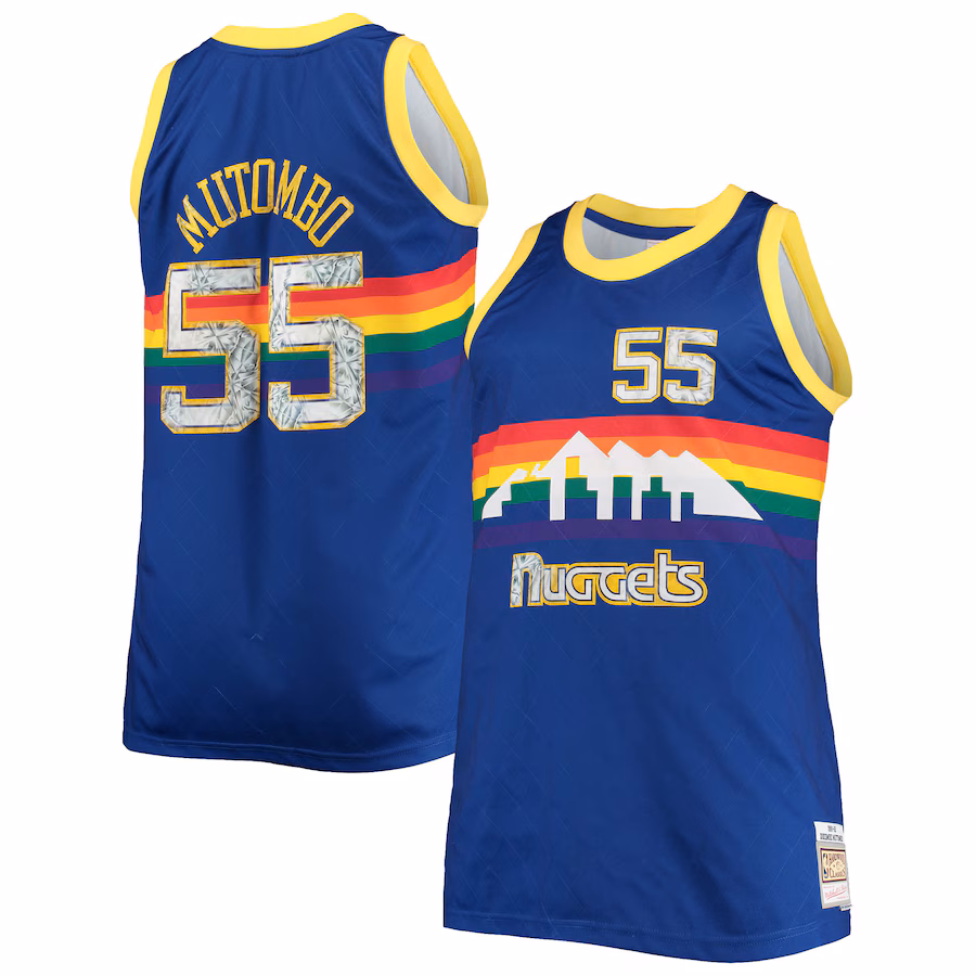 Men's Denver Nuggets Dikembe Mutombo Mitchell & Ness Blue Big & Tall 1991/92 NBA 75th Anniversary Diamond Swingman Jersey - Jersey