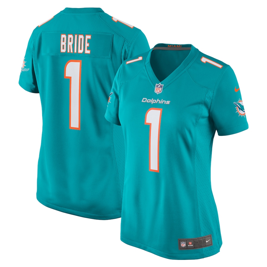 Women's Miami Dolphins Number 1 Bride Nike Aqua Game Jersey - Jersey