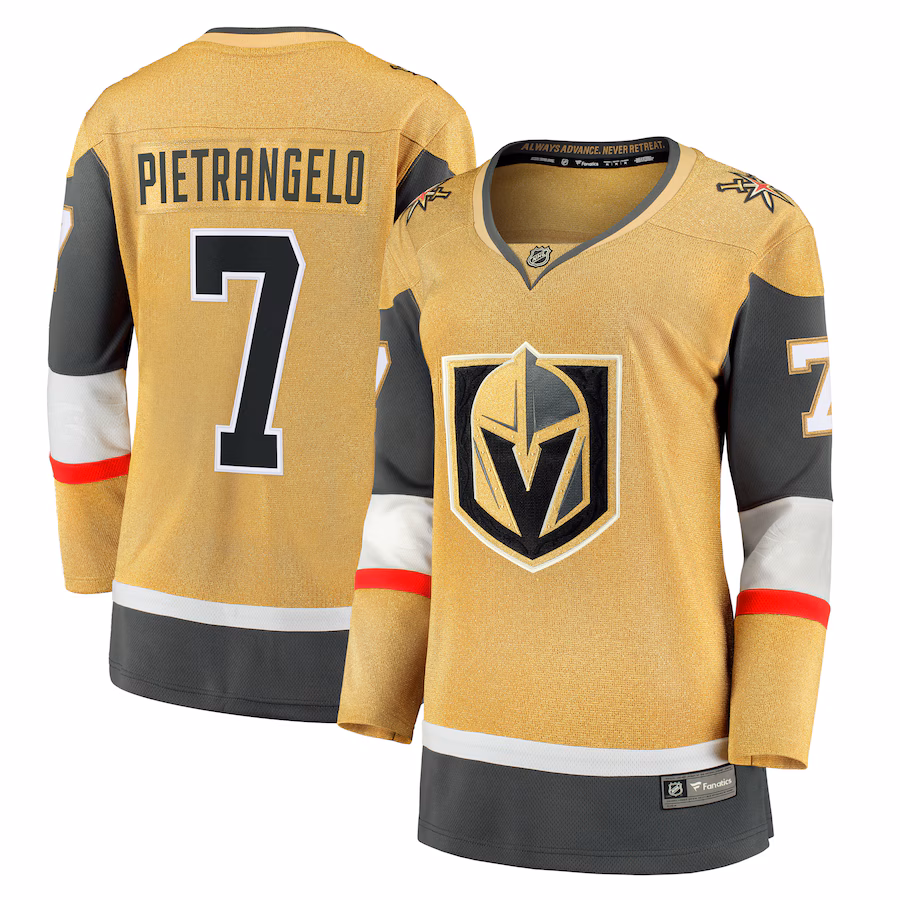 Women's Vegas Golden Knights Alex Pietrangelo Fanatics Gold Home Breakaway Player Jersey - Jersey