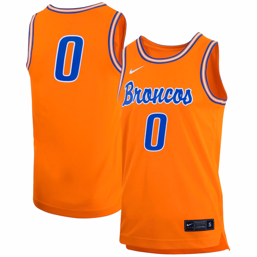 #0 Boise State Broncos Nike Retro Replica Basketball Jersey - Orange - Jersey