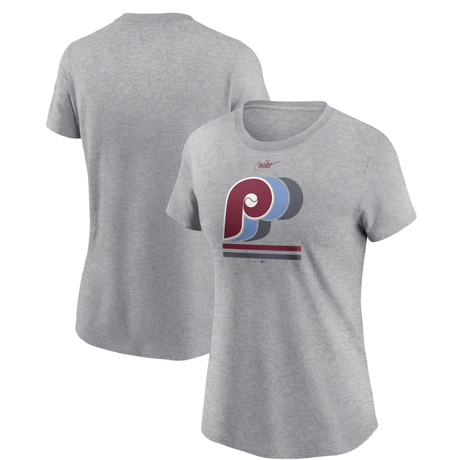 Women's Philadelphia Phillies Nike Heather Gray Logo T-Shirt - Jersey