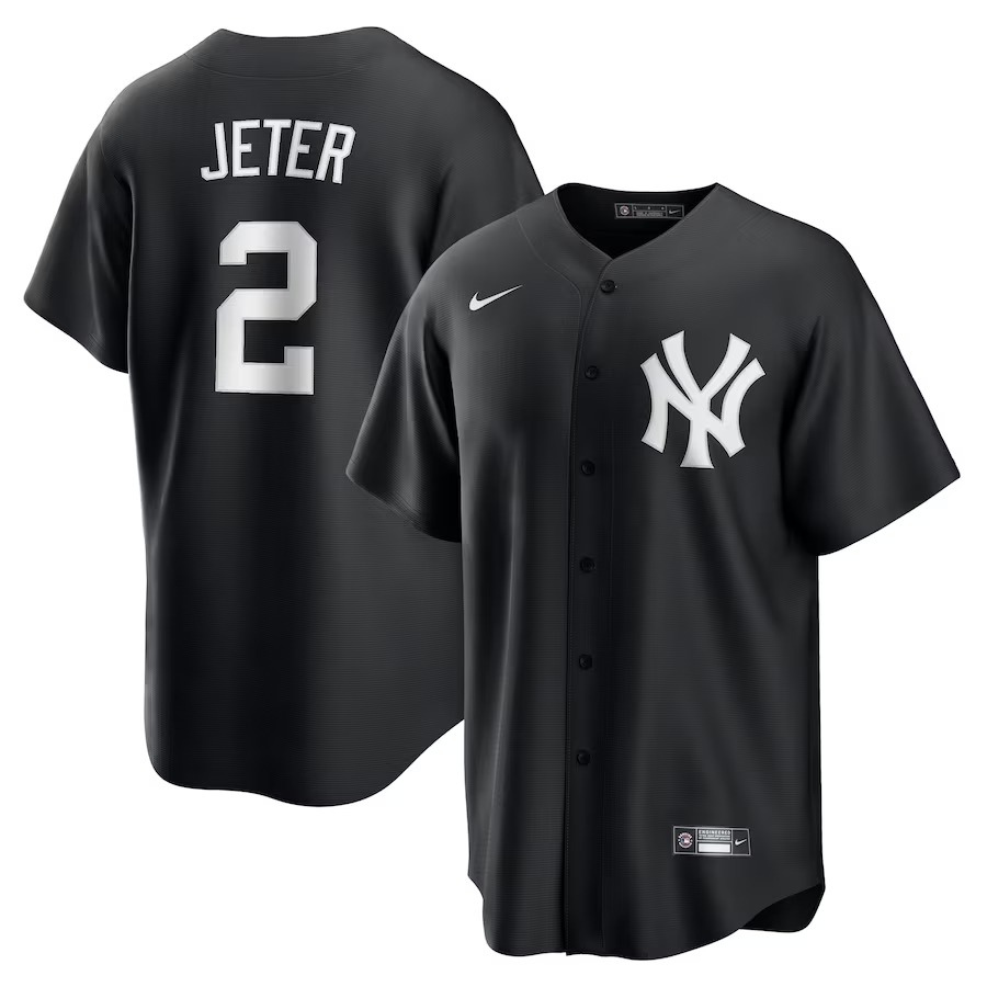Men's New York Yankees Derek Jeter Nike Black Official Replica Player Jersey - Jersey