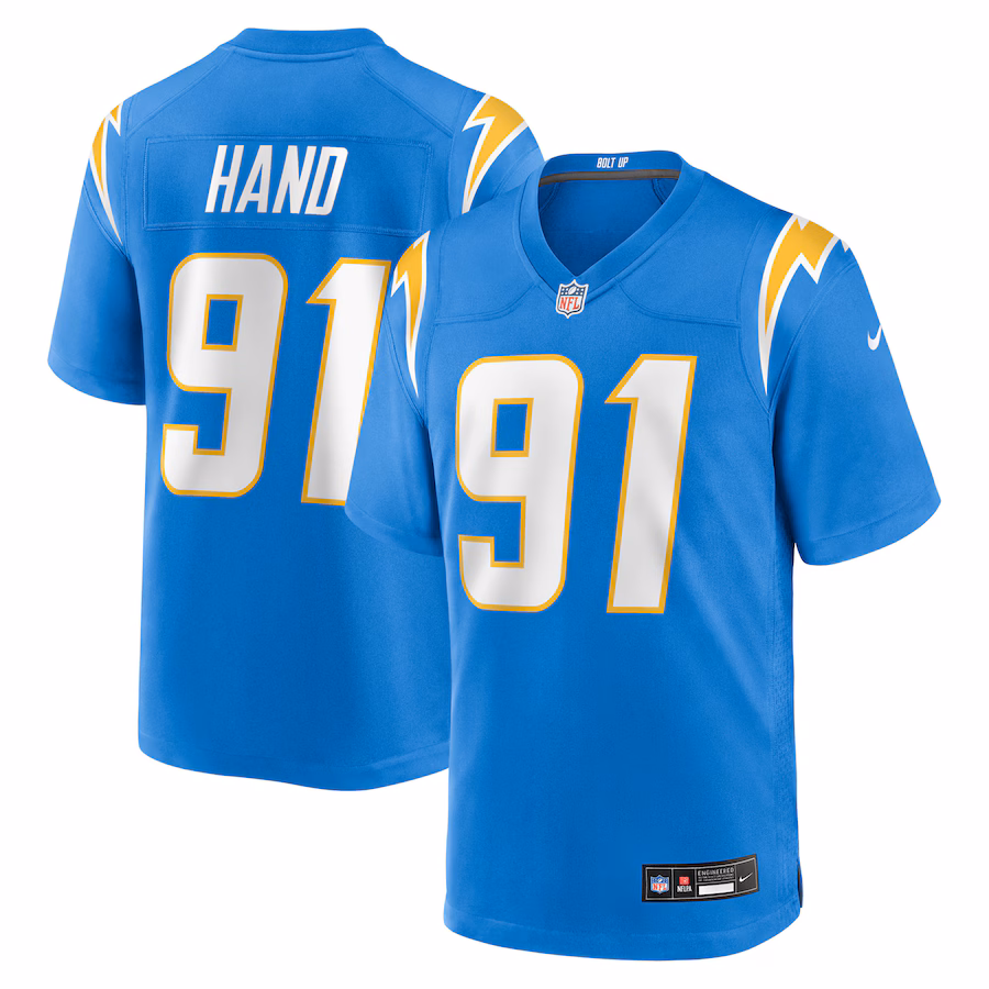Men's Los Angeles Chargers Da'Shawn Hand Nike Powder Blue Team Game Jersey - Jersey