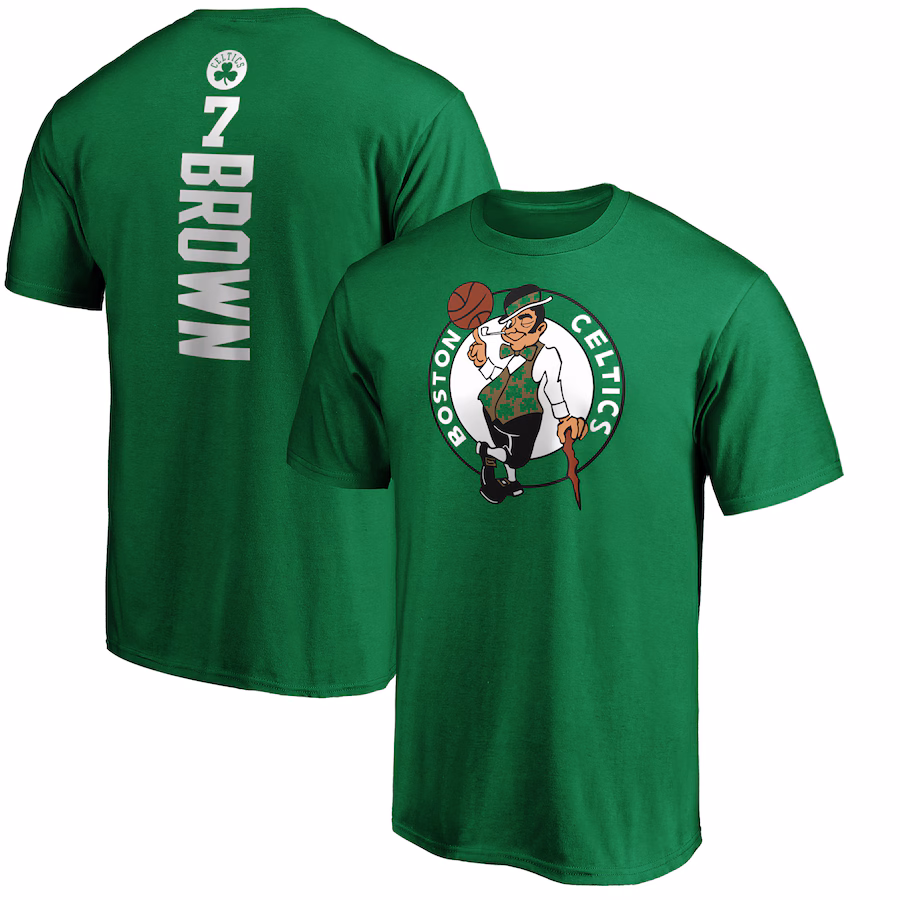 Men's Boston Celtics Jaylen Brown Kelly Green Playmaker Name & Number T-Shirt - Jersey
