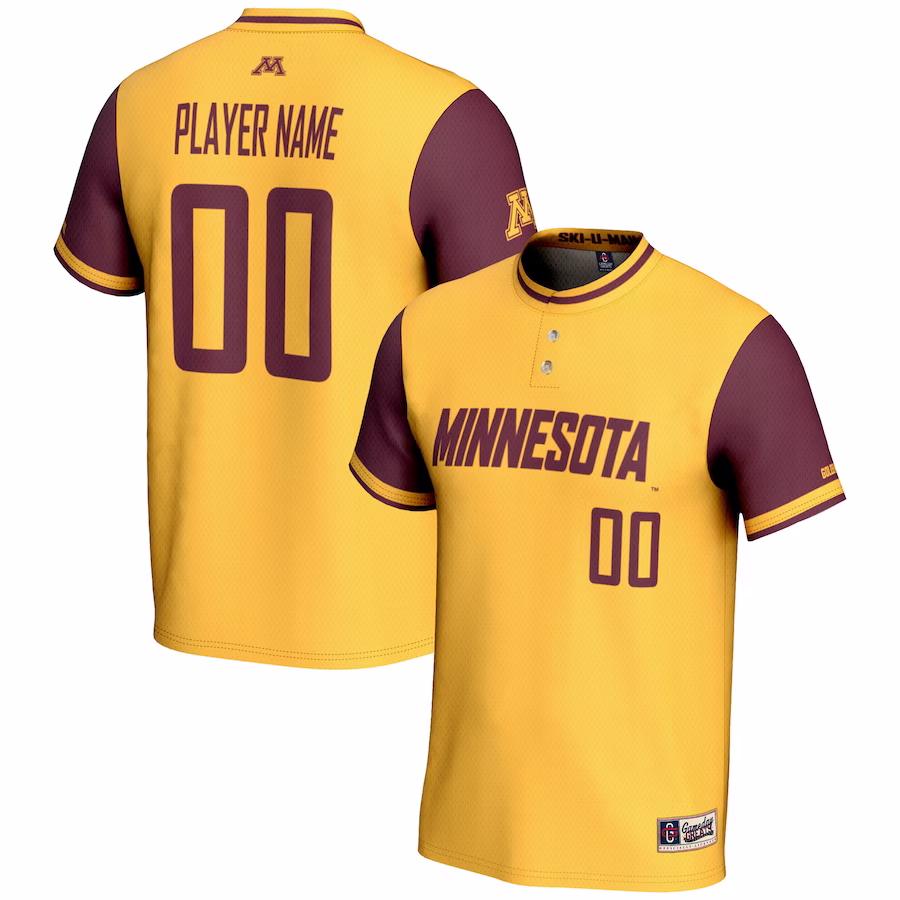 Minnesota Golden Gophers GameDay Greats Youth  NIL Pick-A-Player Lightweight Softball Jersey – Gold - Jersey
