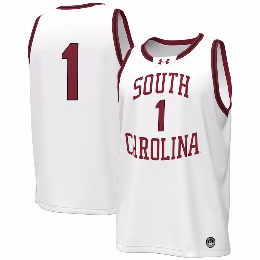 #1 South Carolina Gamecocks Under Armour Throwback Replica Basketball Jersey - White - Jersey