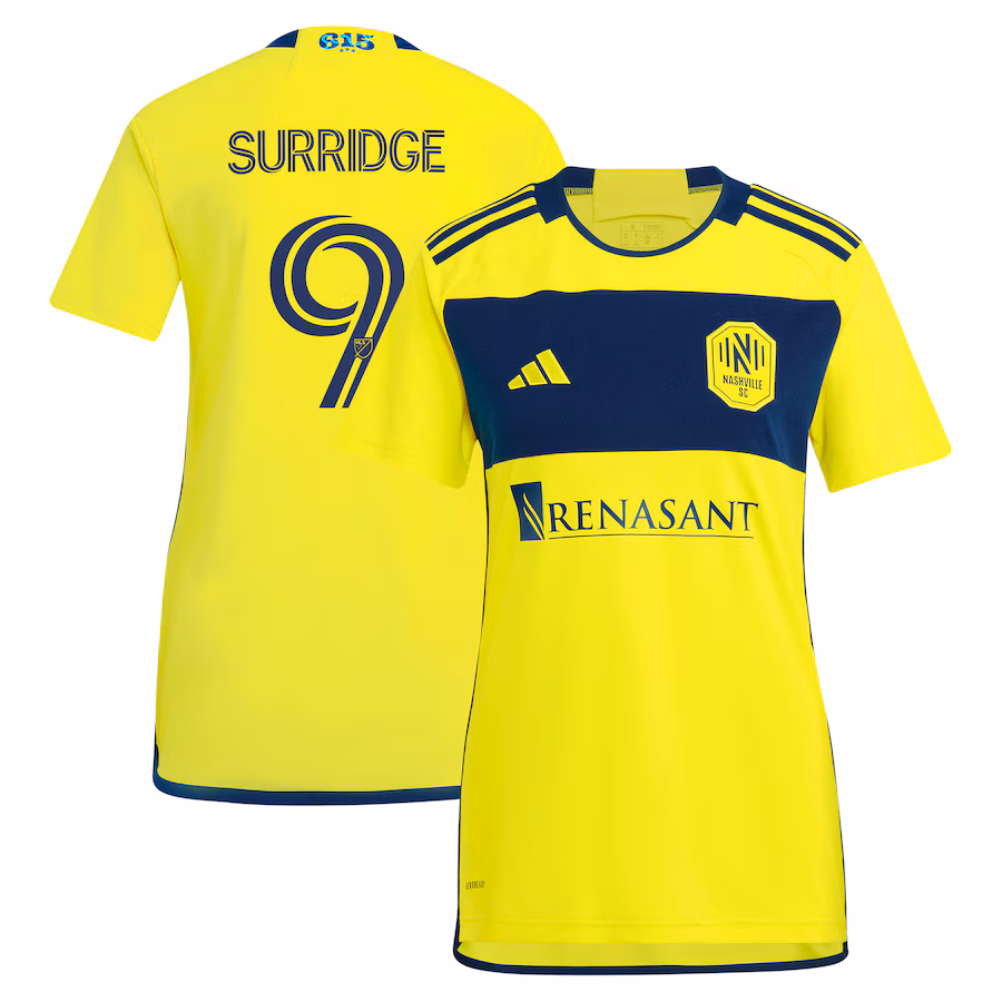 Women's Nashville SC Sam Surridge adidas Yellow 2024 The 615 Kit Replica Player Jersey - Jersey
