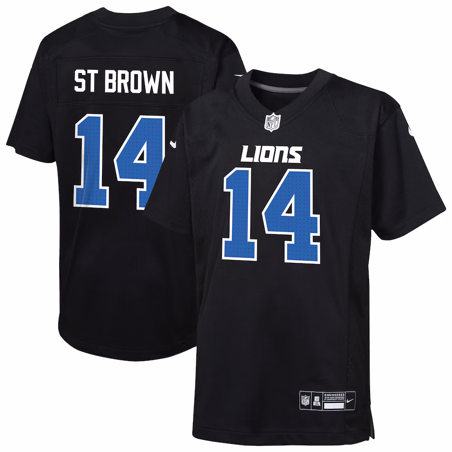 Youth Detroit Lions Amon-Ra St. Brown Nike Carbon Black Fashion Game Jersey - Jersey