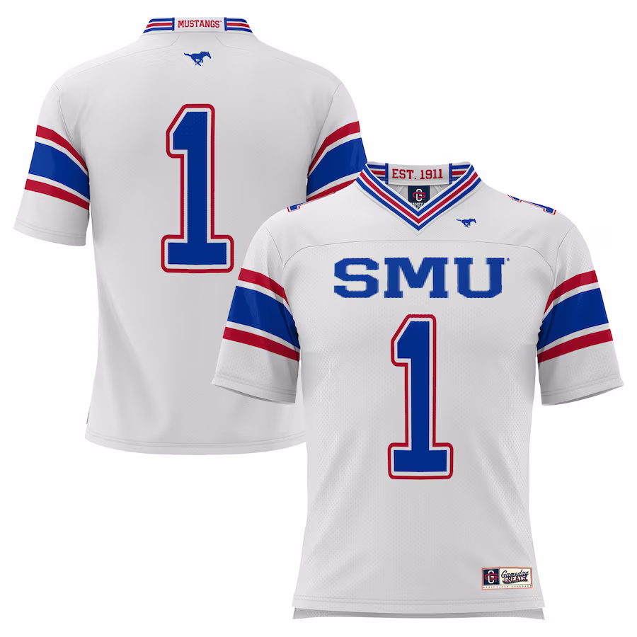 #1 SMU Mustangs GameDay Greats Endzone Football Jersey - White - Jersey