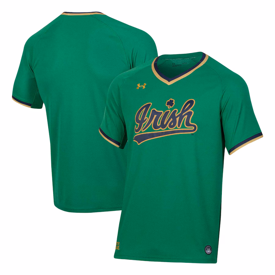 Men's Under Armour Green Notre Dame Fighting Irish Softball V-Neck Jersey - Jersey