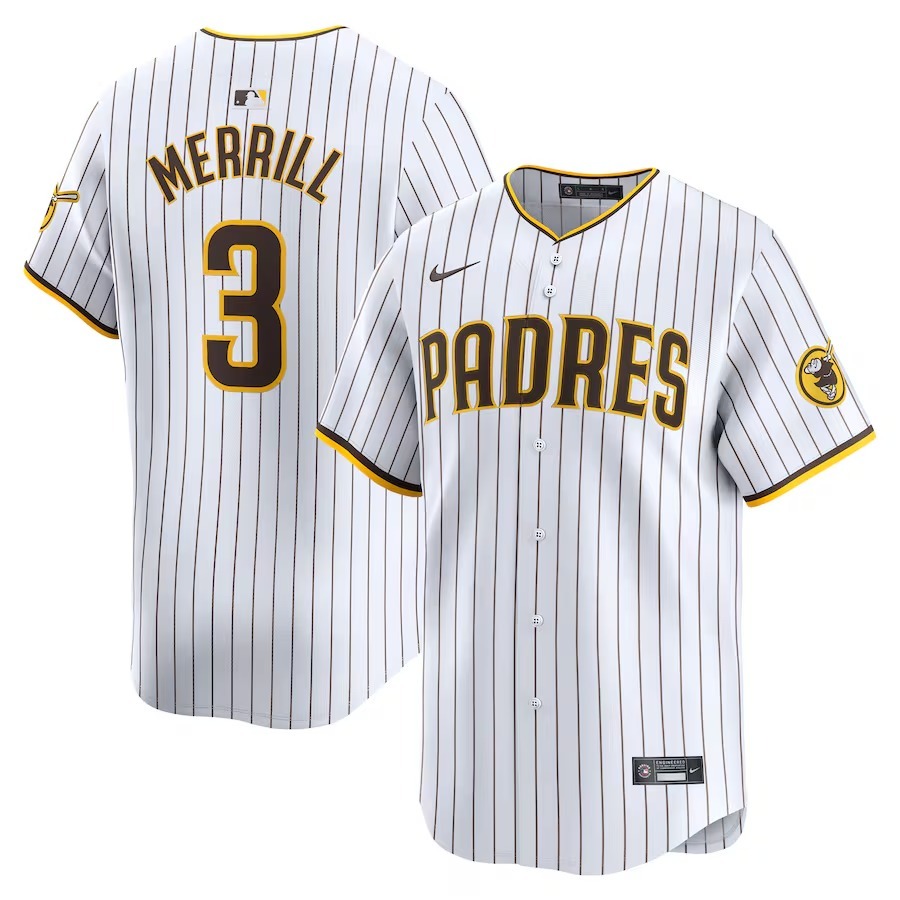 Men's San Diego Padres Jackson Merrill Nike White Home Limited Jersey - Jersey